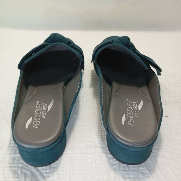 Aerosoles Heelrest Teal Suede Bow Slip-On Mules Size 9 Womens - Picture 8 of 9